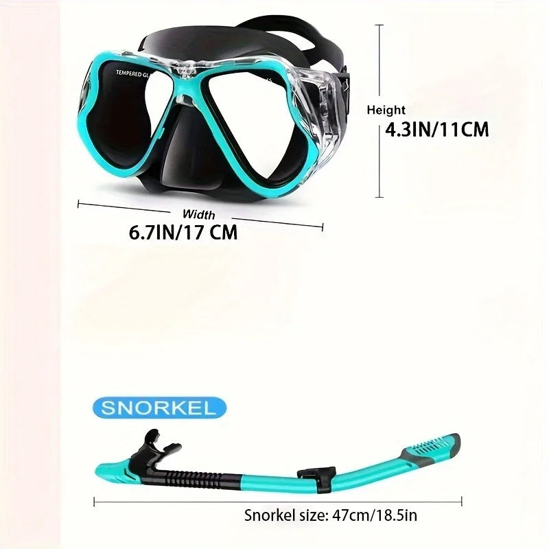 Professional Diving Scuba Mask Anti Fogging Dry Snorkeling Scuba Dive Glasses Seal Diving Tempered Glass Mask Goggles Men Women