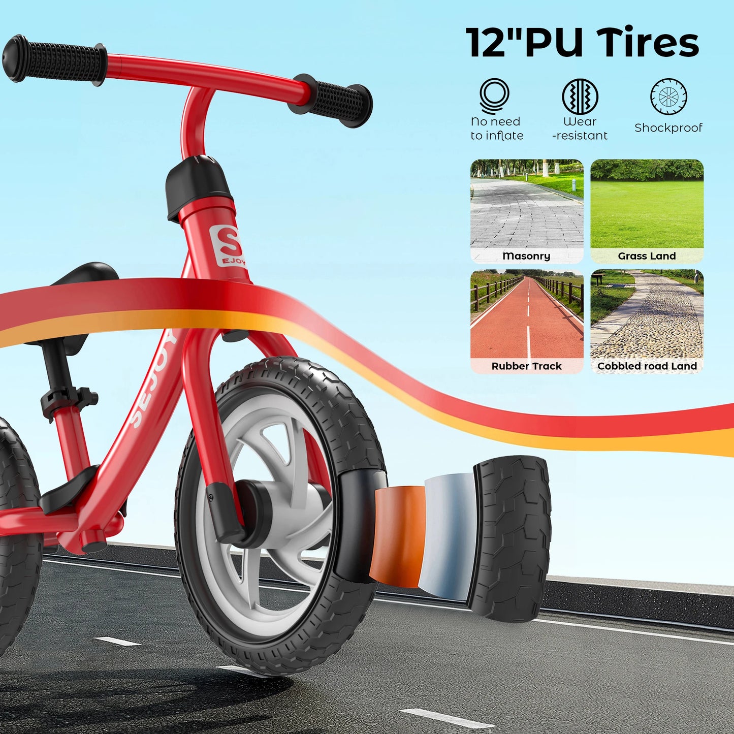 Bicycle for Kids, 12" Wheels, Saddle Height Adjustable, Recommended  Age 3-6 Years Old