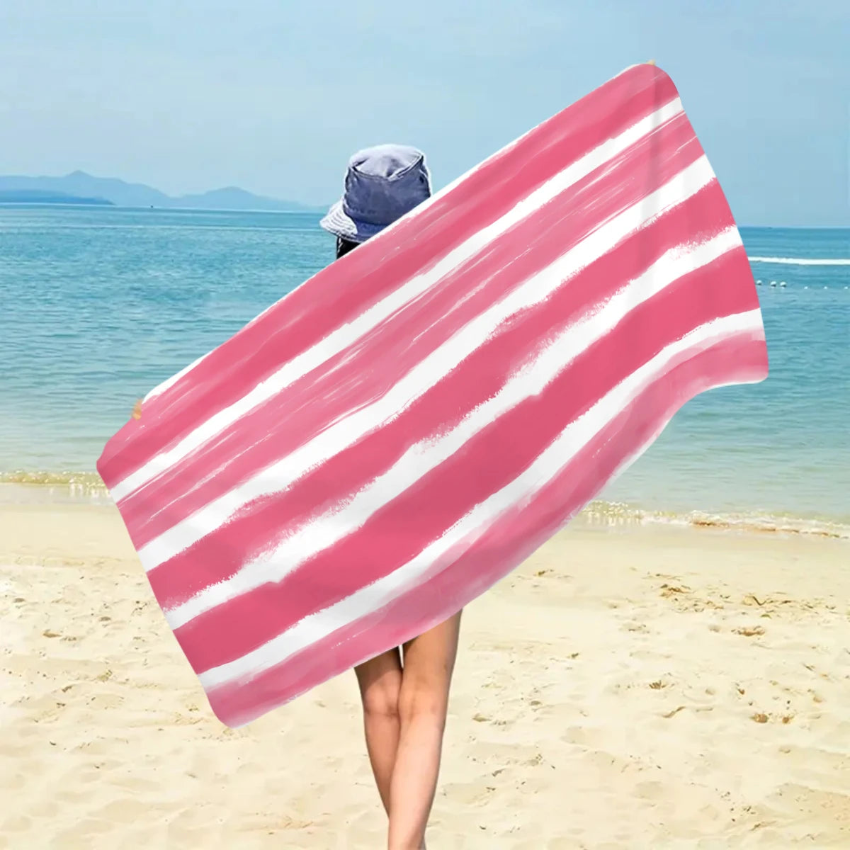 Fashionable Colorful Striped Beach Towel, Quick Drying Absorbent