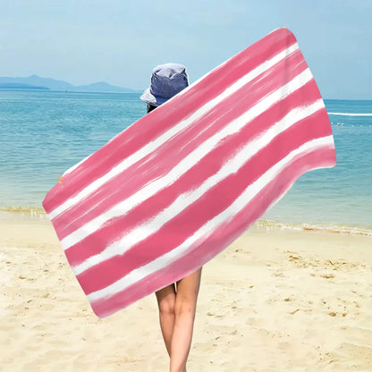 Fashionable Colorful Striped Beach Towel, Quick Drying Absorbent