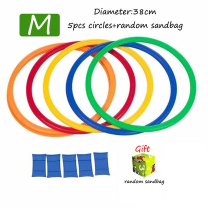 Jump Circle Rings Set, Kids Sensory Play Indoor / Outdoor, Sport Training and Entertainment Toy