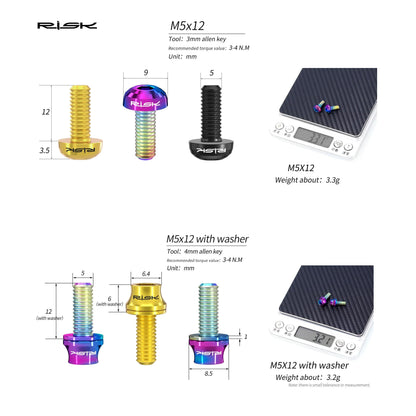 M5x12mm Titanium Alloy Bike Bottle Holder Screw Bicycle Water Bottle Cage Bolts Mountain Road Bike Accessories