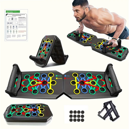 Portable Folding Push-Up Board, Multi-Functional Anti-Slip Mat, With Handle, Home Fitness Exercise For Chest