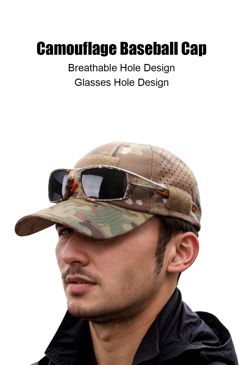 1/2pcs New Men Camouflage Baseball Cap Breathable Sunscreen Hat Outdoor Sports Hunting Hiking Camping Beach Fishing Sun Hat