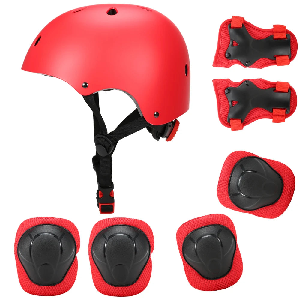 Kids 7 in 1, Helmet and Pads Set, Adjustable, Knee Pads Elbow Pads Wrist Guards for Scooter, Skateboard, Roller Skating, Cycling
