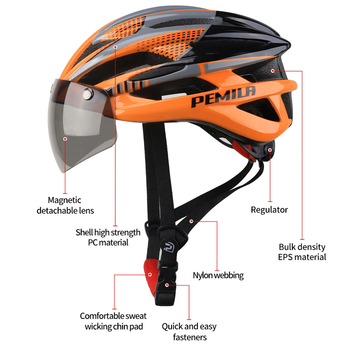 Cycling Helmet Goggle E-bike Helmet, Road Mountain Bike Helmet, Lens For Riding Bicycle, Skateboard, Scooter