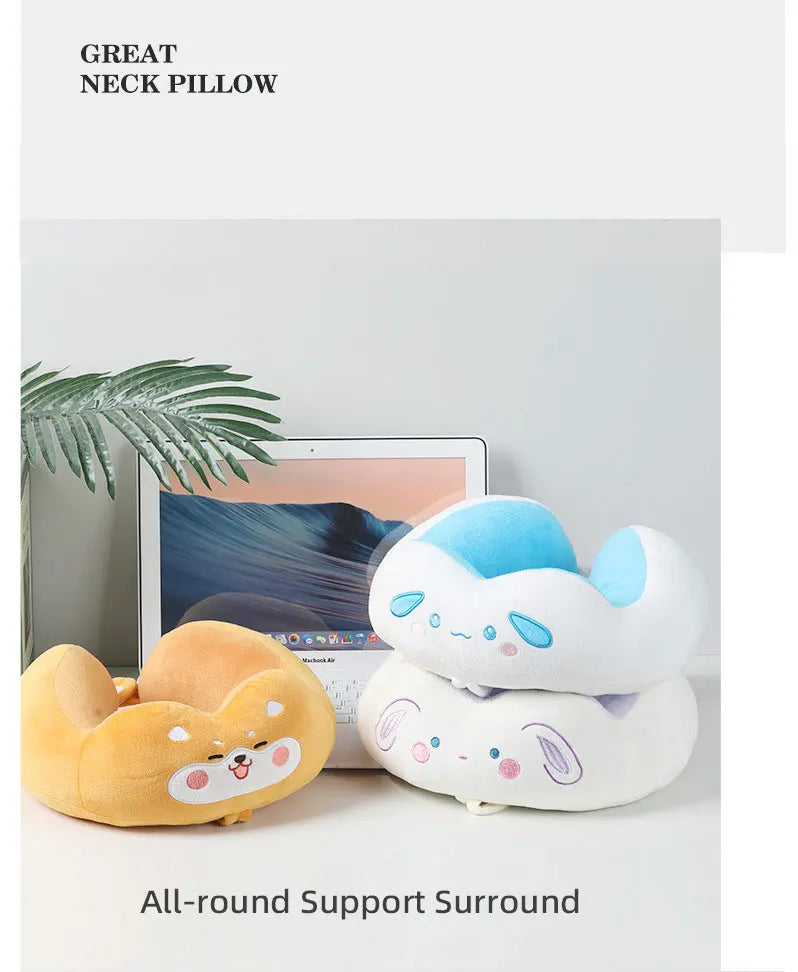 Soft, Fluffy U Shape Travel Neck Pillow, For Airplane, Train, Car & Home Use