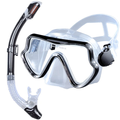 Scuba Diving Mask, Snorkel Set For Adults, Tempered Glass Professional Panoramic Snorkeling Gear, Swimming & Snorkeling Training Set
