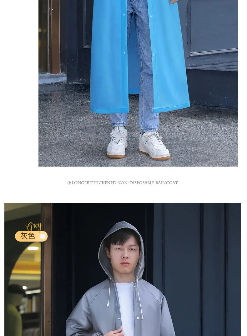 Adult Long Raincoats EVA Impermeable Waterproof Rain Coat Men Women Travel Hooded Beam Port Rain Poncho For Fishing Camping