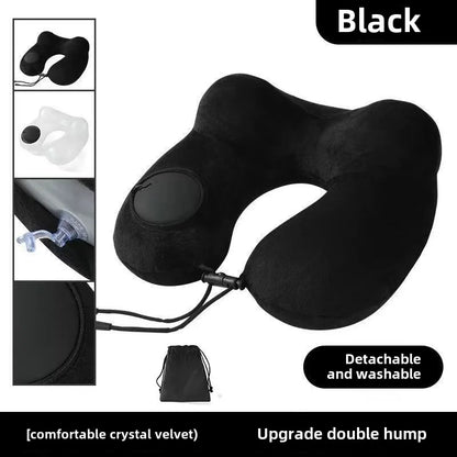 U-Shaped Comfortable Self-inflating Air Pillow Neck Support Inflatable Airplane Travel Neck Pillow Inflatable Sleeping Pillow