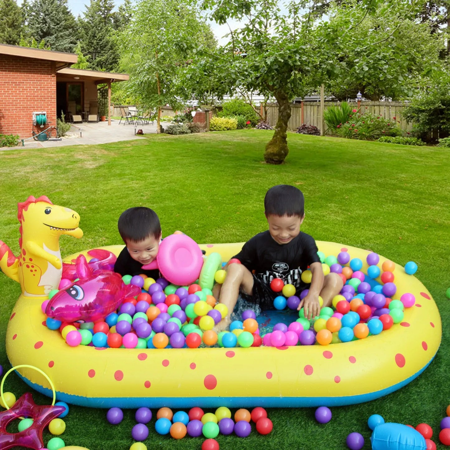 1.7m Inflatable Swimming Pool, Dinosaur Shape, PVC  Material, Outdoor Bath Lawn, Water Toy Inflatable Fountain