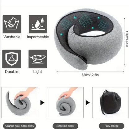 Portable U-shaped Travel Pillow Memory Foam Snail Pillow Travel Neck Support Neck Pillow Adjustable Soft Noon Break Pillows