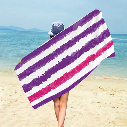 Fashionable Colorful Striped Beach Towel, Quick Drying Absorbent