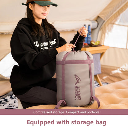 BISINNA Portable Camping Sleeping Bag Lightweight Short Velvet Cotton Winter Sleeping Bag With Pillow Outdoor Traveling Hiking