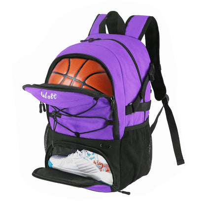 Sport Backpack, with Separate Ball Holder & Shoes Compartment, Best for Basketball, Soccer, Volleyball