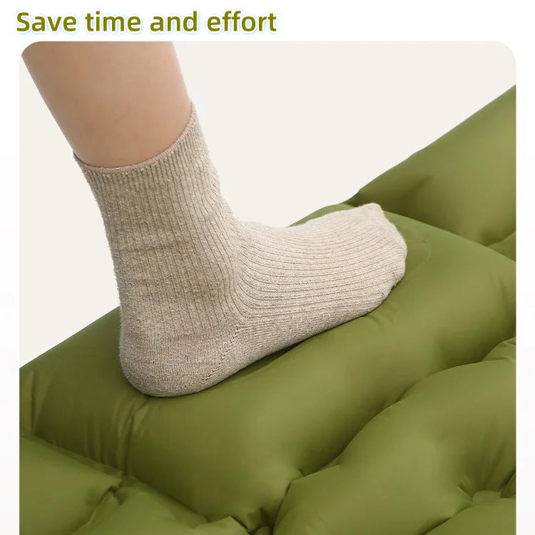 Outdoor camping mattress with built-in pump Ultralight thickened sleeping pad inflatable pillow for hiking picnic trips