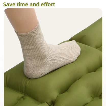 Outdoor camping mattress with built-in pump Ultralight thickened sleeping pad inflatable pillow for hiking picnic trips