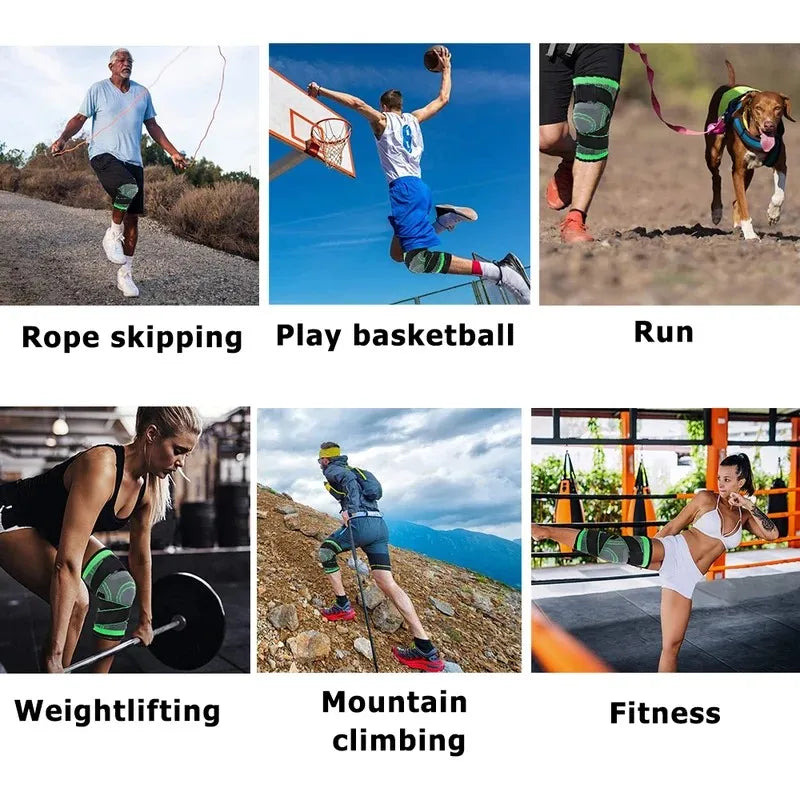 Knee Compression Sleeve with Adjustable Straps for Running / Working Out / Hiking / Sports