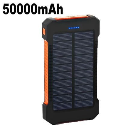 200000mAh Large Capacity Solar Power Bank Portable W/ Lanyard Compass External Battery Outdoor Charging Powerbank For Xiaomi