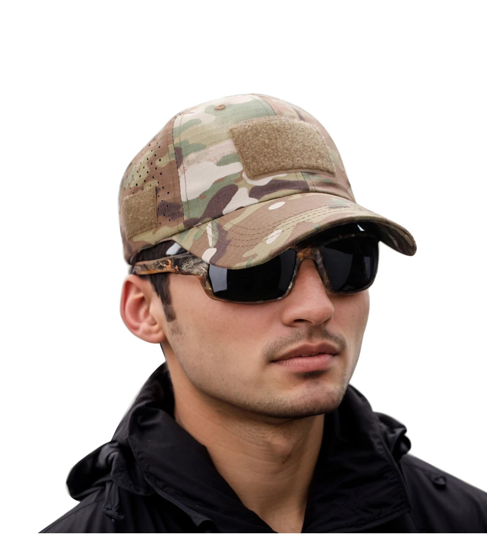 1/2pcs New Men Camouflage Baseball Cap Breathable Sunscreen Hat Outdoor Sports Hunting Hiking Camping Beach Fishing Sun Hat