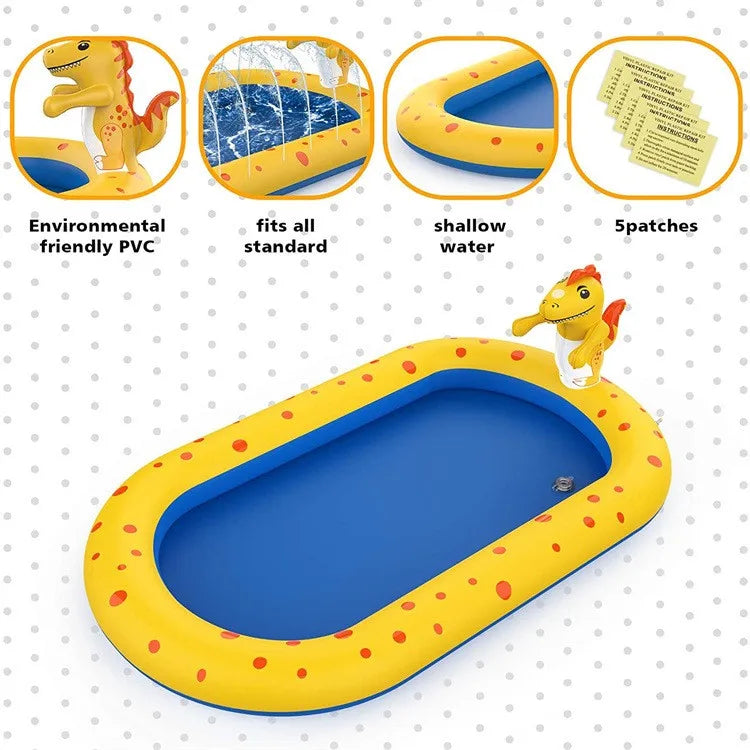 1.7m Inflatable Swimming Pool, Dinosaur Shape, PVC  Material, Outdoor Bath Lawn, Water Toy Inflatable Fountain