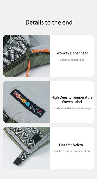 Naturehike L150 3 Season Sleeping Bags Ultralight Machine Washable Summer Sleeping Gear Outdoor Spliceable Camping Sleeping Bag