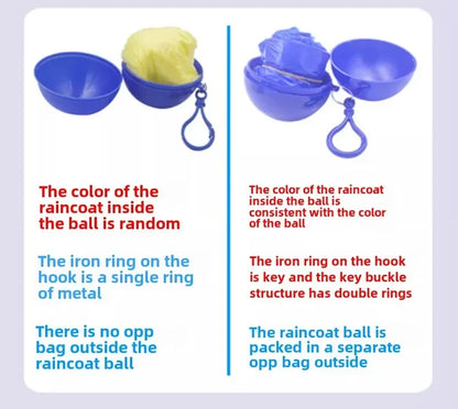 Portable Raincoat Ball Disposable Raincoats Waterproof Transparent Rain Cover Emergency Coat for Traveling Camping Outdoor Sport