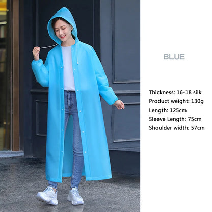 Adult Long Raincoats EVA Impermeable Waterproof Rain Coat Men Women Travel Hooded Beam Port Rain Poncho For Fishing Camping