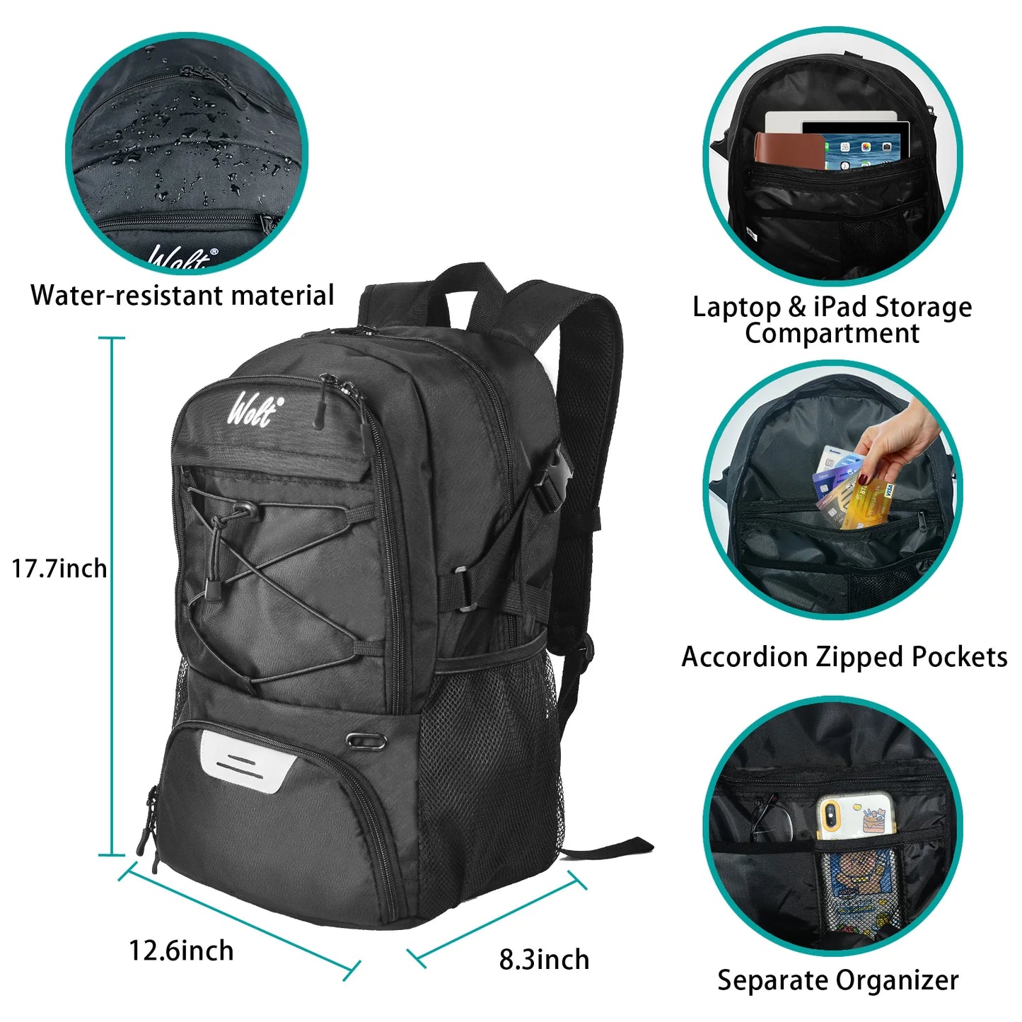 Sport Backpack, with Separate Ball Holder & Shoes Compartment, Best for Basketball, Soccer, Volleyball