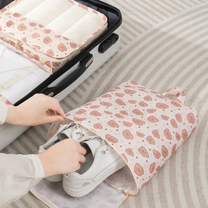 7PCS Travel Packing Cube Printed Cartoon Travel Storage Bag Clothes Shoes Toiletries Sorting Storage Bag for Luggage Suitcase