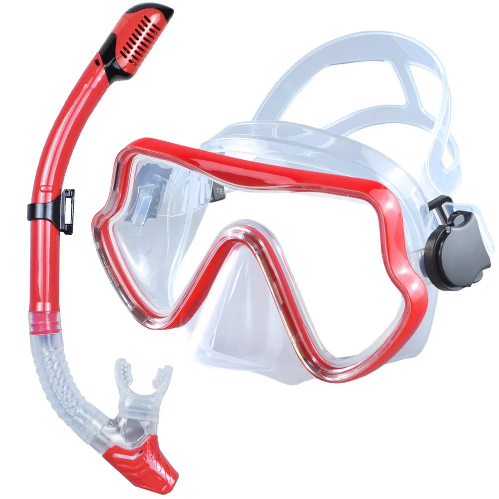 Scuba Diving Mask, Snorkel Set For Adults, Tempered Glass Professional Panoramic Snorkeling Gear, Swimming & Snorkeling Training Set