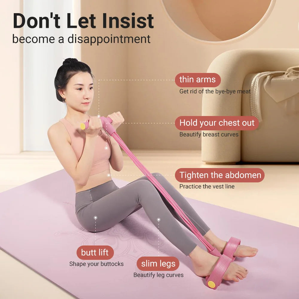 6-Tube Resistance Band Multi Function Tension Rope, Fitness Elastic Bands