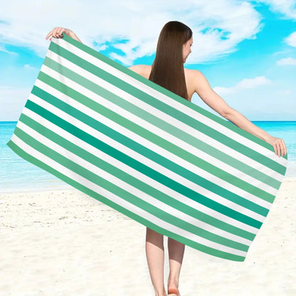 Fashionable Colorful Striped Beach Towel, Quick Drying Absorbent