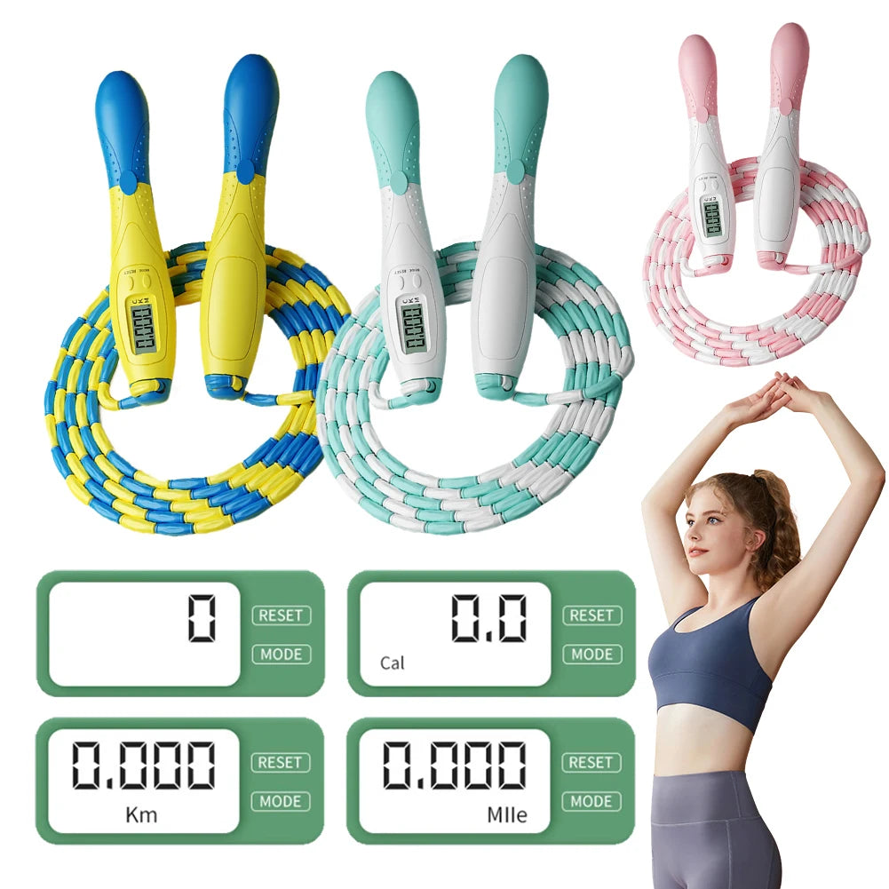 Jump Rope Plastic Segmented, Soft Beaded Skipping Rope, Adjustable Length for Kids & Adults