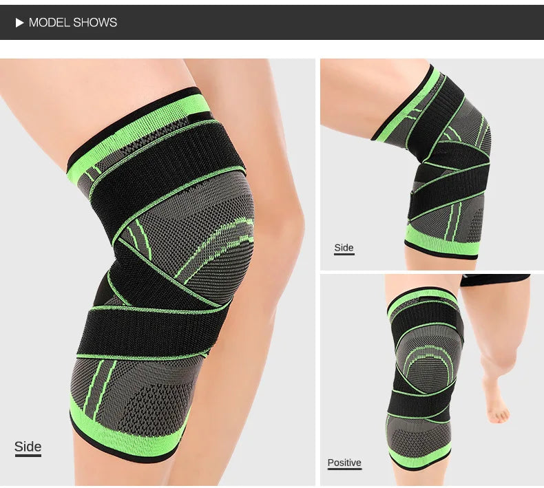 Knee Compression Sleeve with Adjustable Straps for Running / Working Out / Hiking / Sports