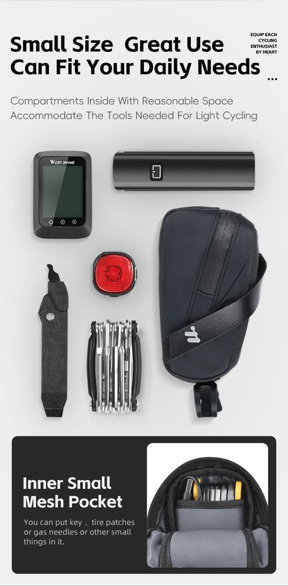 Bicycle Saddle Bag Lightweight Portable Bike Bag 0.8L Multi-Function Storage Pouch Tail Bag Cycling Accessories