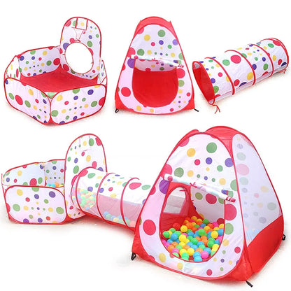 Small Children Foldable Tent with Tunnel and Balls Pit, Baby Play House