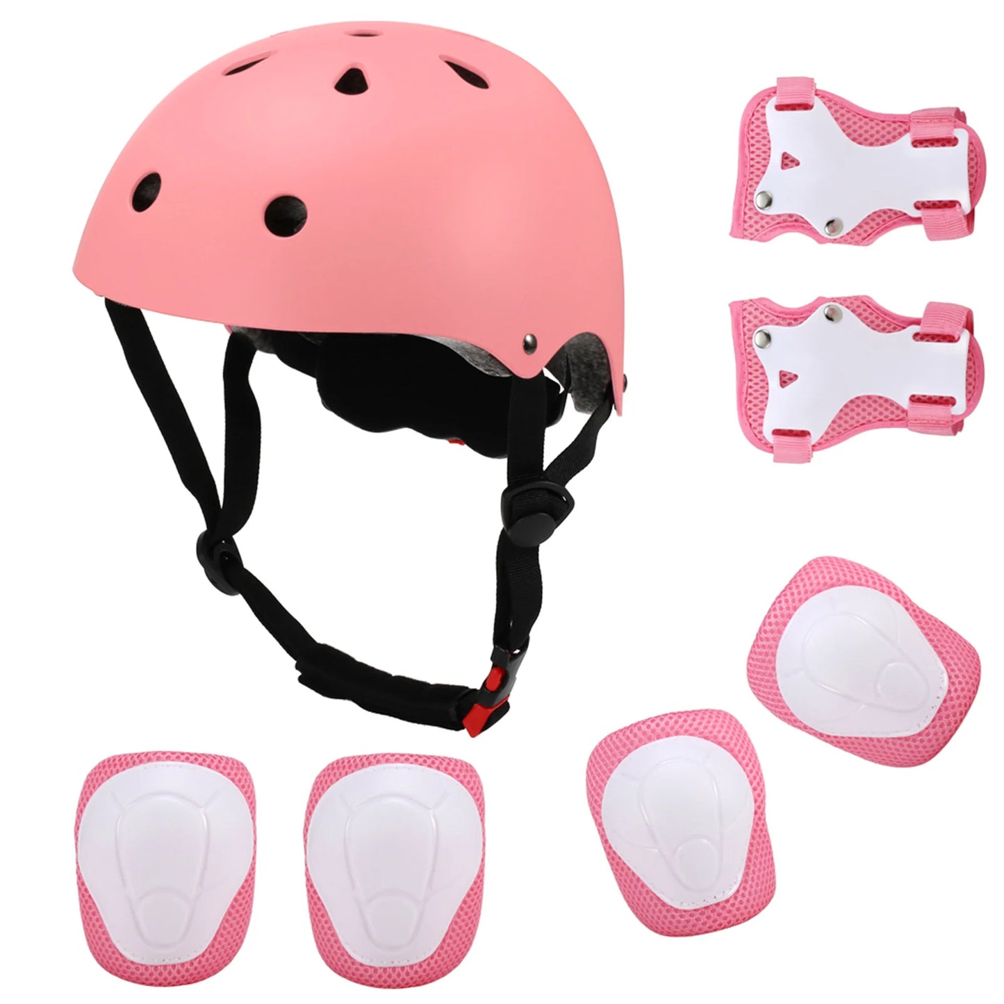 Kids 7 in 1, Helmet and Pads Set, Adjustable, Knee Pads Elbow Pads Wrist Guards for Scooter, Skateboard, Roller Skating, Cycling