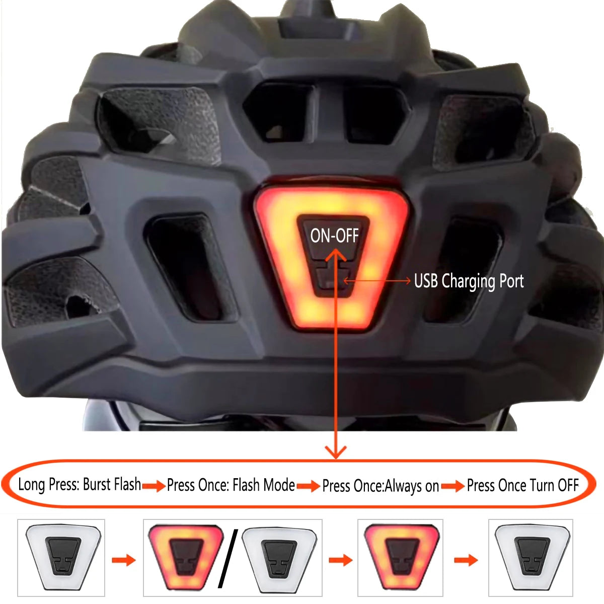 LED Light Helmet Road Mountain Bike, Helmet Ultra Light, Rechargeable