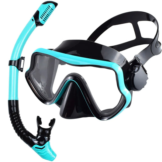 Scuba Diving Mask, Snorkel Set For Adults, Tempered Glass Professional Panoramic Snorkeling Gear, Swimming & Snorkeling Training Set