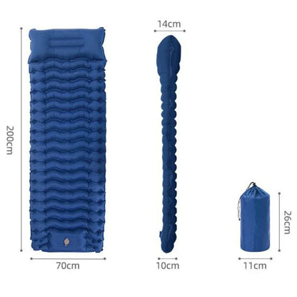 Outdoor camping mattress with built-in pump Ultralight thickened sleeping pad inflatable pillow for hiking picnic trips
