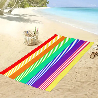 Fashionable Colorful Striped Beach Towel, Quick Drying Absorbent