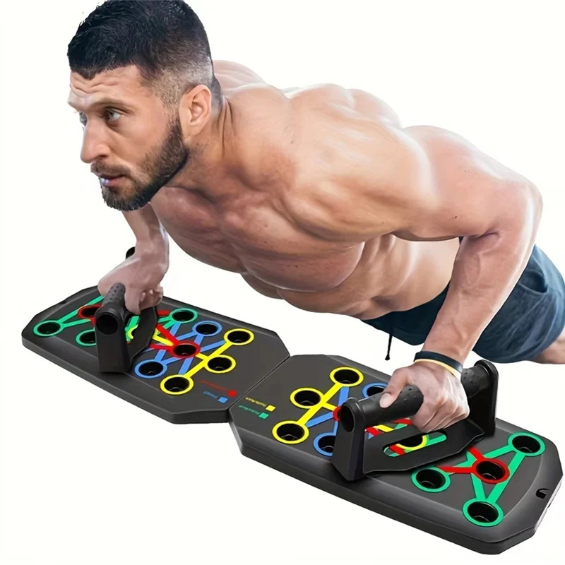 Portable Folding Push-Up Board, Multi-Functional Anti-Slip Mat, With Handle, Home Fitness Exercise For Chest