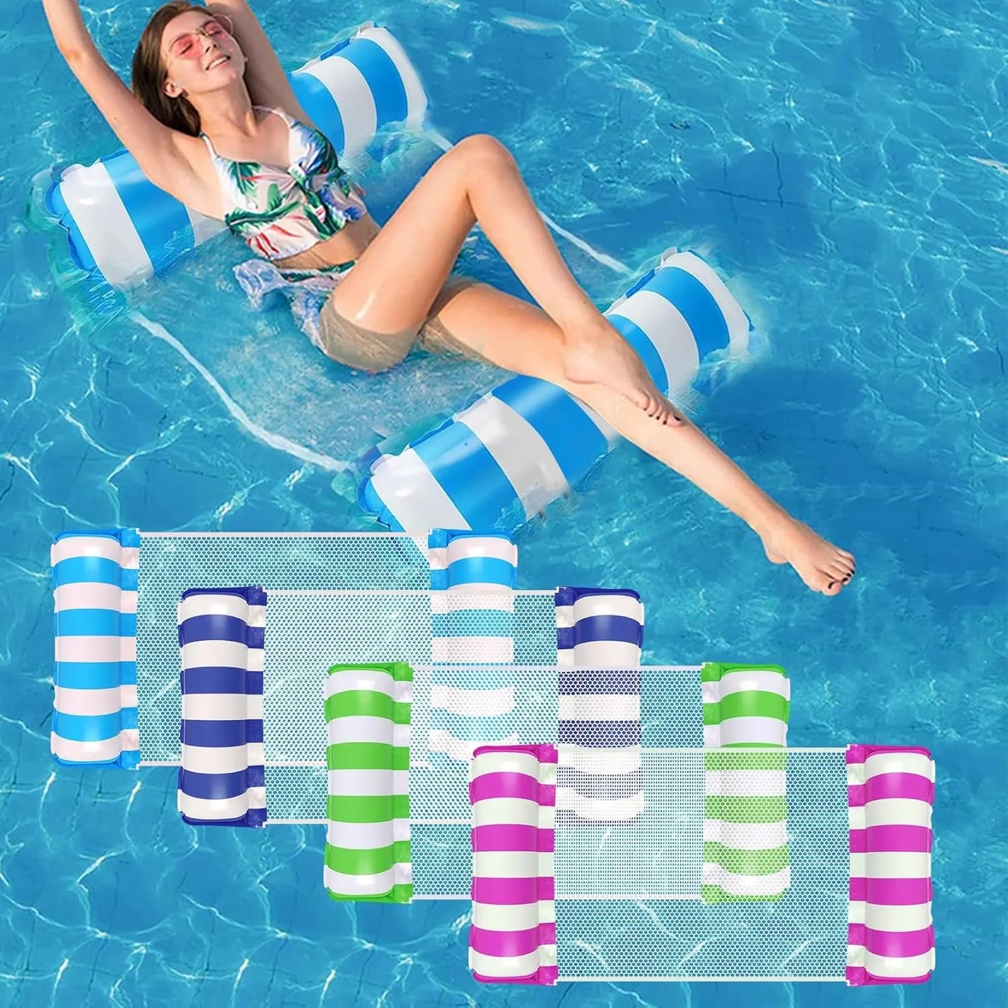 Swimming Pool Inflatable Cylindrical Striped Dual Tube, Suitable for Pools & Beach