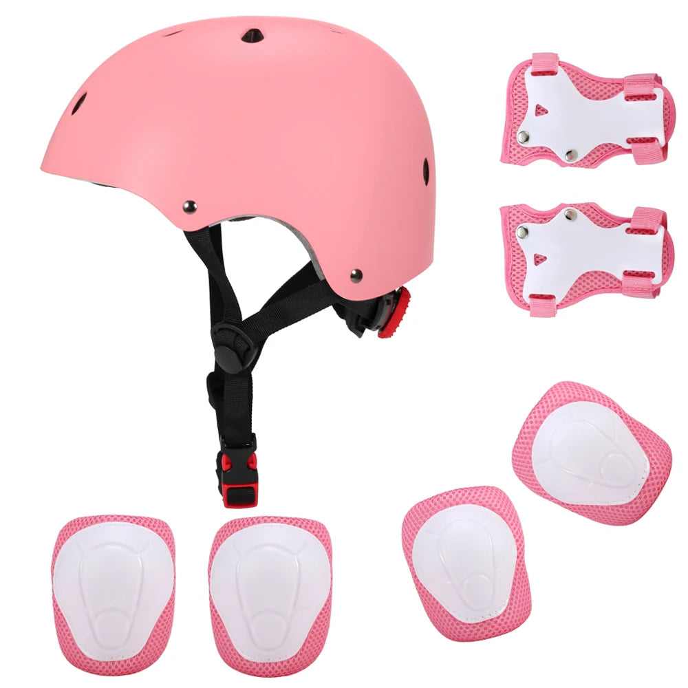 Kids 7 in 1, Helmet and Pads Set, Adjustable, Knee Pads Elbow Pads Wrist Guards for Scooter, Skateboard, Roller Skating, Cycling