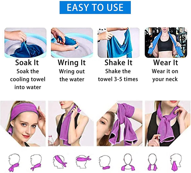10PCS Cooling Workout Towels, Ice Towels for Neck, Soft Breathable Towels, for Sports, Yoga, Gym, Outdoor