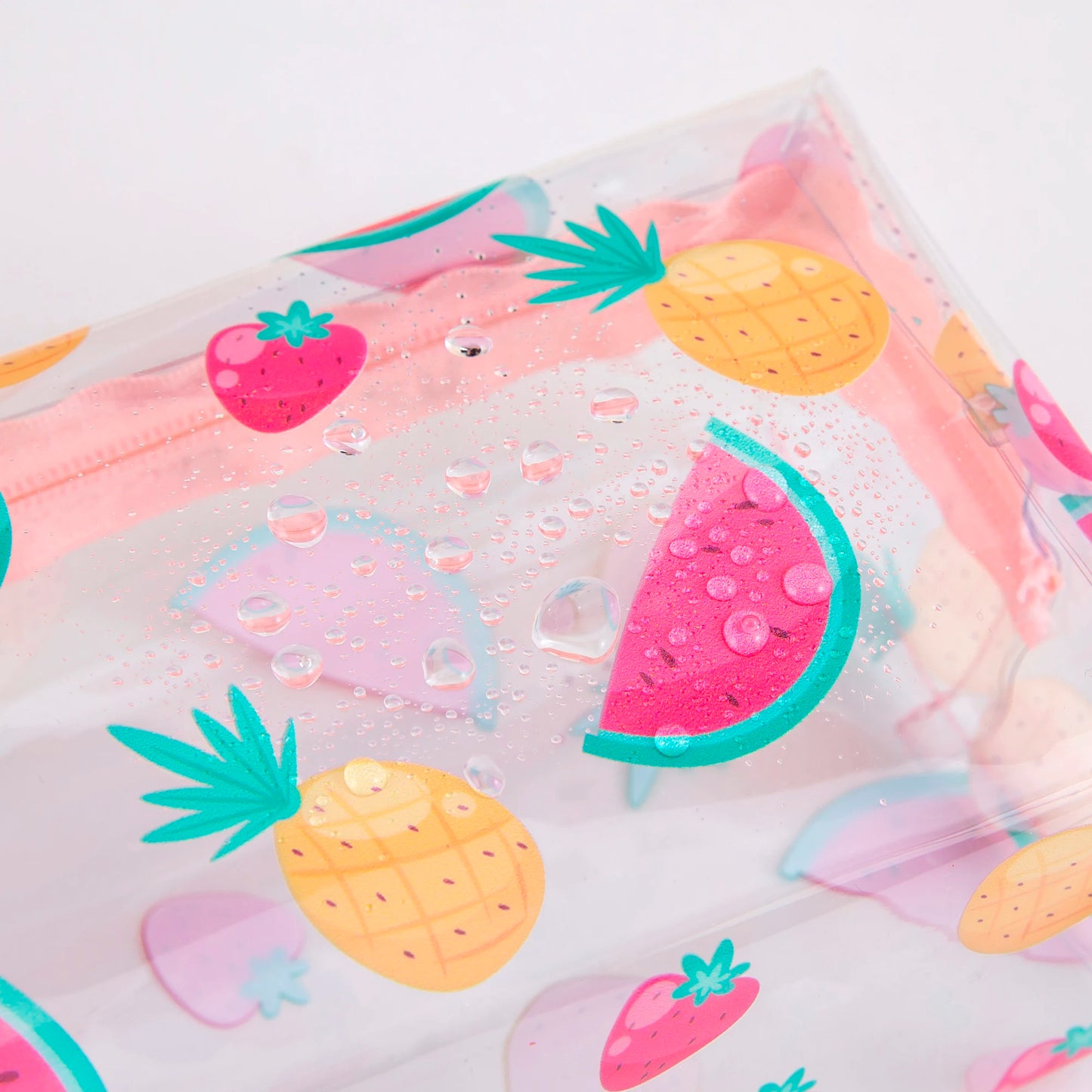 Summer Cute Waterproof Clear printing Cosmetics Bag PVC Zippered Toiletry Carry Pouch  for  Beach Swimming Travel