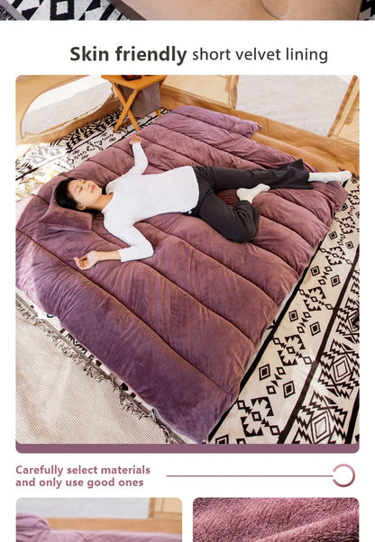 BISINNA Portable Camping Sleeping Bag Lightweight Short Velvet Cotton Winter Sleeping Bag With Pillow Outdoor Traveling Hiking