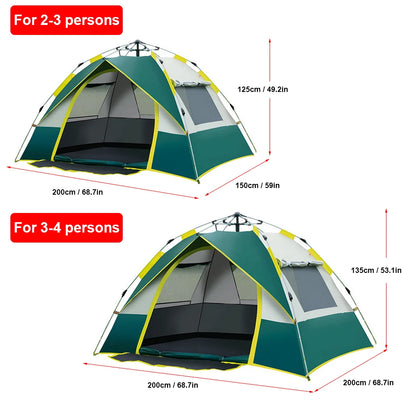 2-3 / 3-4 Person Tent Pop Up Tent Water-resistant Portable Instant Automatic Camping Tent for Outdoor Camping Hiking Backpacking