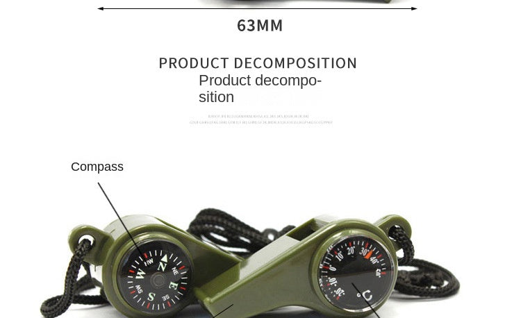 ABS Emergency Survival Whistle with Thermometer and Compass, 3 in 1, High Decibel, Portable, Outdoor